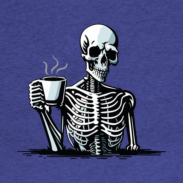 Skeleton Drinking Coffee by ARTGUMY